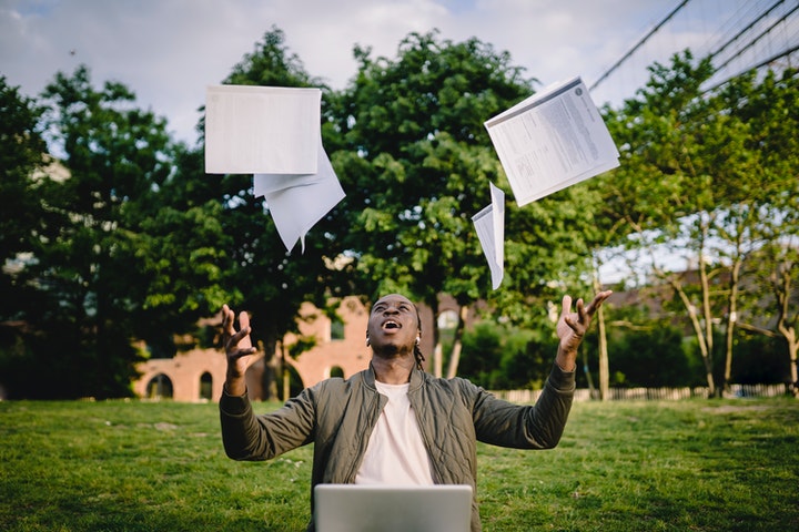 A man preparing his statutory year-end accounts